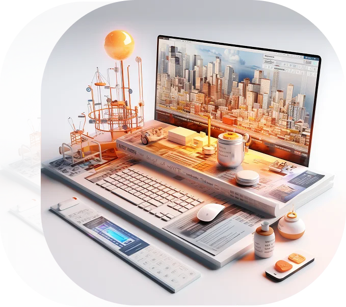 website design displayed on a desktop workspace