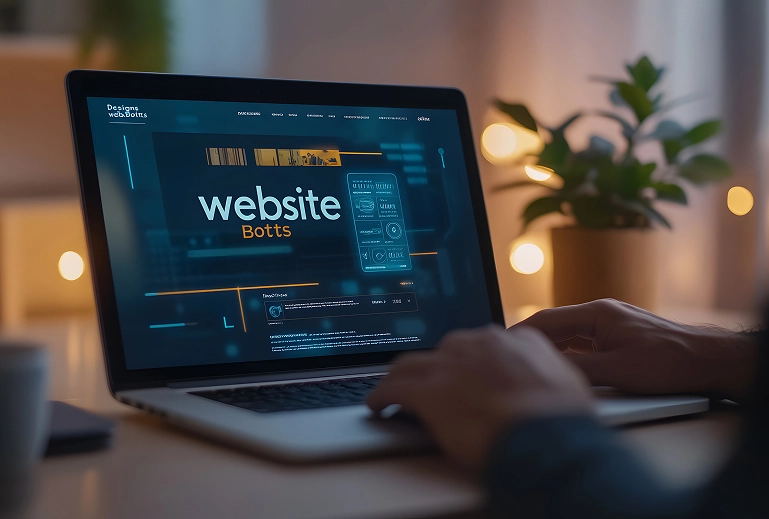 Website design displayed on a laptop screen